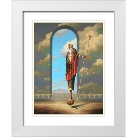 Monty Ridd Cheetah The Visionary White Modern Wood Framed Art Print with Double Matting by Herzog, Linda Ridd