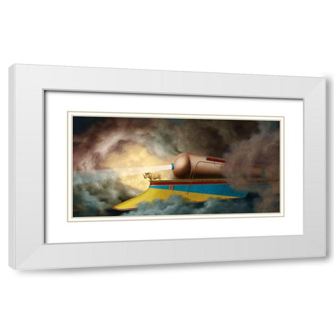 Rhino Train White Modern Wood Framed Art Print with Double Matting by Herzog, Linda Ridd