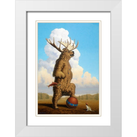 When Griz Grew Up He Wanted To Be A Moose White Modern Wood Framed Art Print with Double Matting by Herzog, Linda Ridd