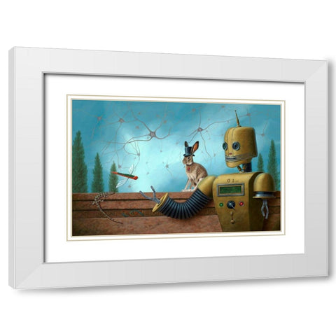 Zero One White Modern Wood Framed Art Print with Double Matting by Herzog, Linda Ridd