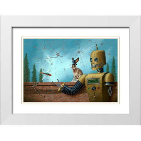 Zero One White Modern Wood Framed Art Print with Double Matting by Herzog, Linda Ridd