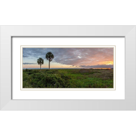 Prairie Sunrise White Modern Wood Framed Art Print with Double Matting by Herrera, H.J.