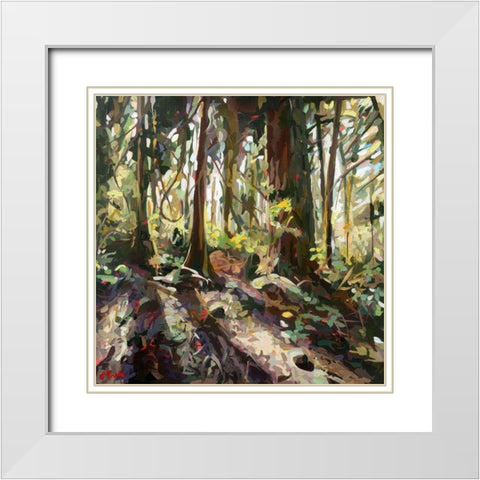 Cedar Shadows White Modern Wood Framed Art Print with Double Matting by Hastie, Joanne