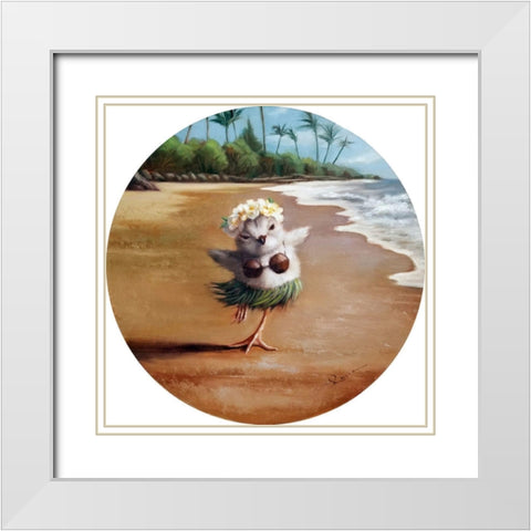 Hula Chick White Modern Wood Framed Art Print with Double Matting by Heffernan, Lucia
