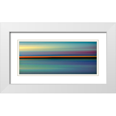 Red Line Horizon White Modern Wood Framed Art Print with Double Matting by Hile, Scott