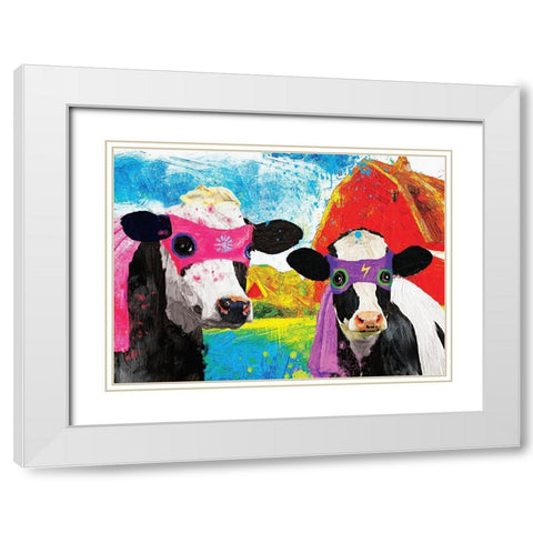 Lightning Girl and Tina White Modern Wood Framed Art Print with Double Matting by Hastings, Porter