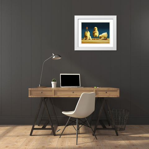 Yoga Chicks White Modern Wood Framed Art Print with Double Matting by Heffernan, Lucia