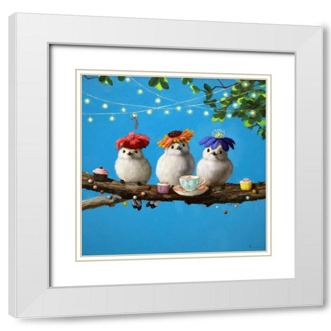 Garden Party White Modern Wood Framed Art Print with Double Matting by Heffernan, Lucia