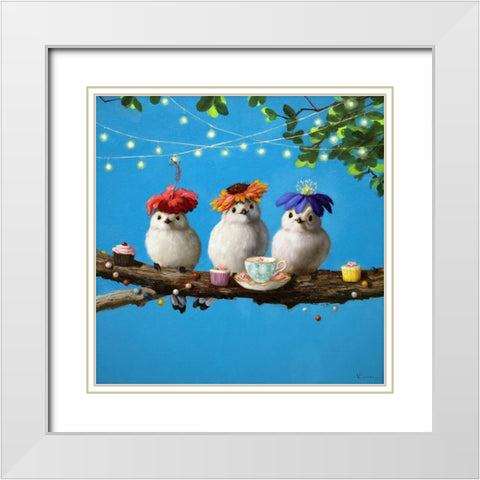 Garden Party White Modern Wood Framed Art Print with Double Matting by Heffernan, Lucia