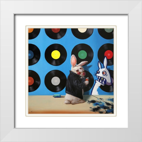 Bad Bunny White Modern Wood Framed Art Print with Double Matting by Heffernan, Lucia