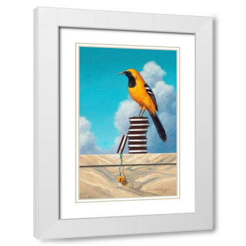 Oriole Oreos White Modern Wood Framed Art Print with Double Matting by Herzog, Linda Ridd