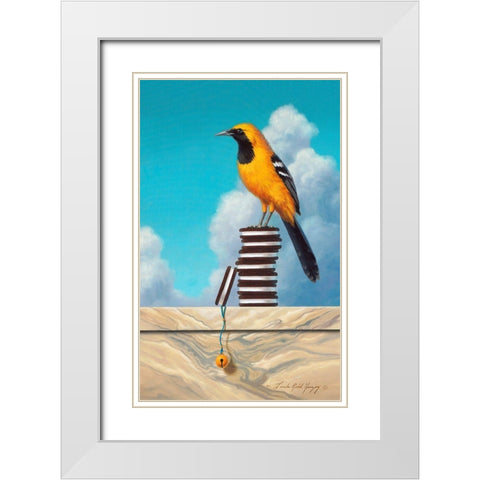 Oriole Oreos White Modern Wood Framed Art Print with Double Matting by Herzog, Linda Ridd