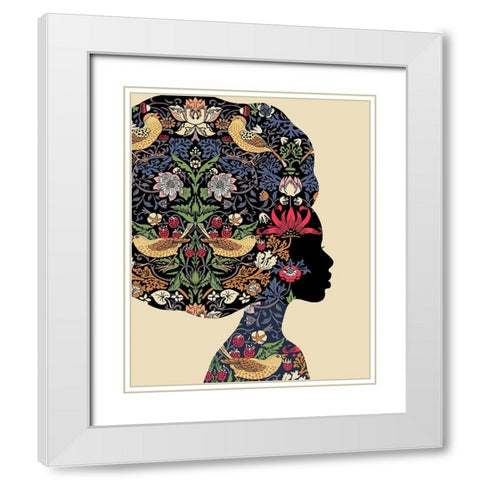 Afro Woman White Modern Wood Framed Art Print with Double Matting by Horvat, Ioana