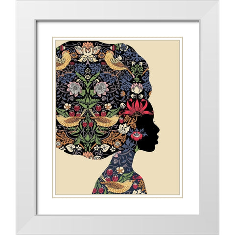 Afro Woman White Modern Wood Framed Art Print with Double Matting by Horvat, Ioana