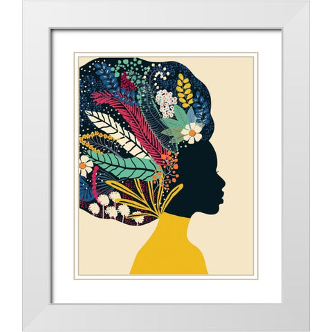 Afro Woman In Yellow White Modern Wood Framed Art Print with Double Matting by Horvat, Ioana