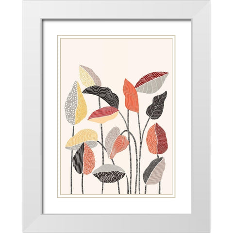 Happy Leaves A White Modern Wood Framed Art Print with Double Matting by Horvat, Ioana