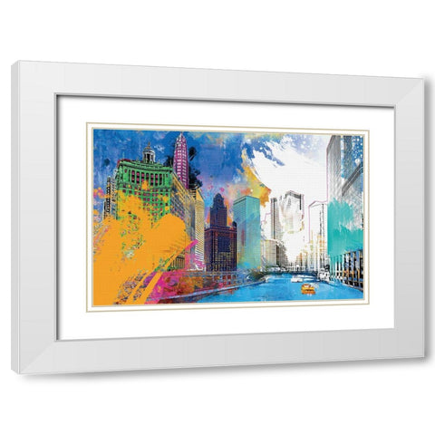 Chicago Impression White Modern Wood Framed Art Print with Double Matting by Hastings, Porter