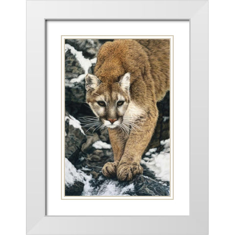 Silent Approach White Modern Wood Framed Art Print with Double Matting by Henderson, Jan