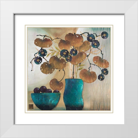 Raku Bowl and Vase White Modern Wood Framed Art Print with Double Matting by Hughlock, Margaret
