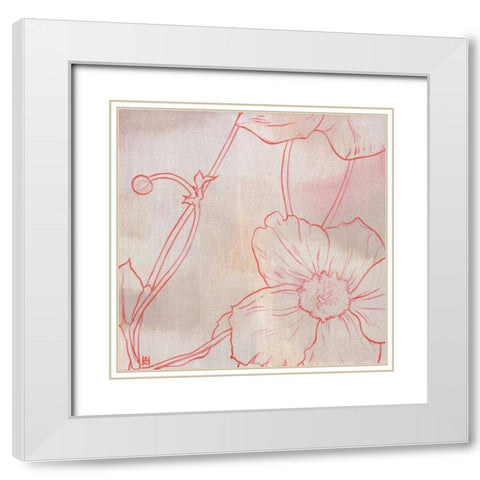 Anemone I White Modern Wood Framed Art Print with Double Matting by Han, Stephanie