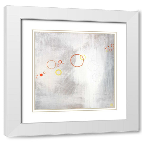 Asteroids II White Modern Wood Framed Art Print with Double Matting by Han, Stephanie