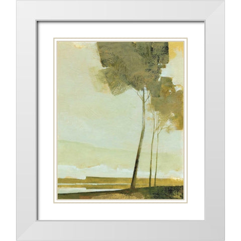 Three Trees White Modern Wood Framed Art Print with Double Matting by Hargreaves, Greg