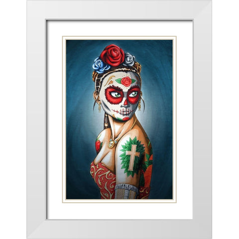 Luna White Modern Wood Framed Art Print with Double Matting by Ivins, Nicholas