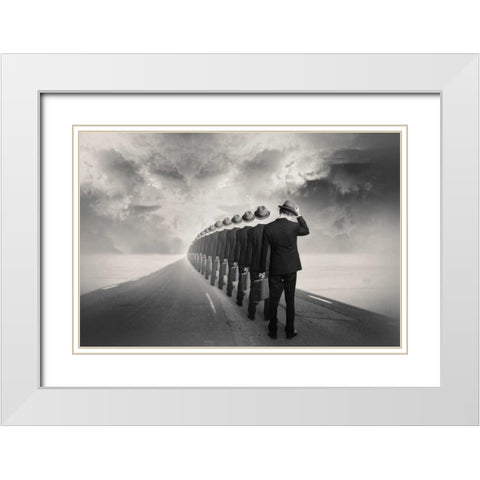 Get in Line White Modern Wood Framed Art Print with Double Matting by Ingberg, Tommy