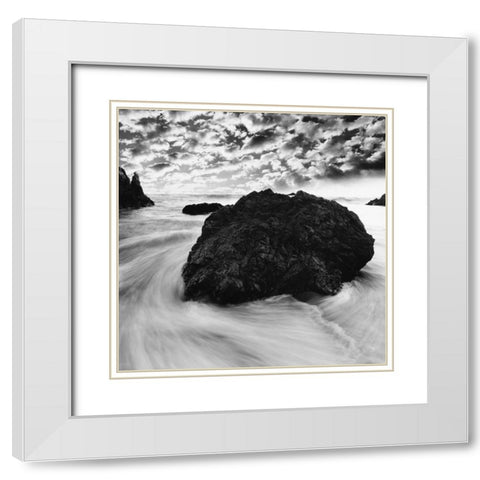 Tide Swirl White Modern Wood Framed Art Print with Double Matting by PhotoINC Studio