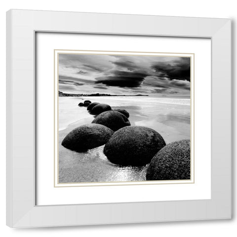 Enigmatic Shore White Modern Wood Framed Art Print with Double Matting by PhotoINC Studio