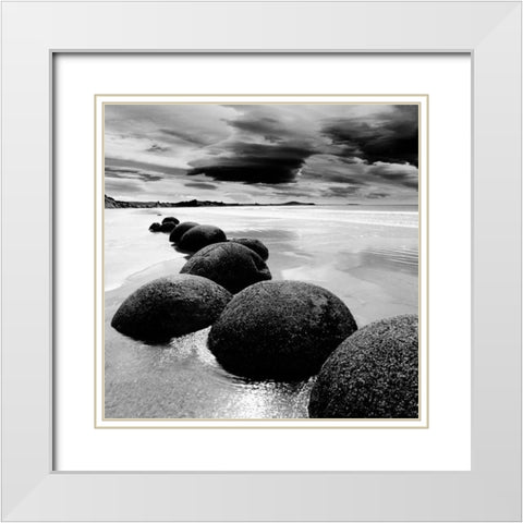 Enigmatic Shore White Modern Wood Framed Art Print with Double Matting by PhotoINC Studio