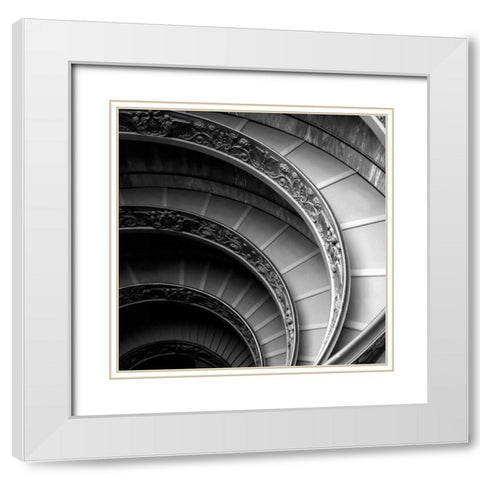 Spiral Staircase No. 1 White Modern Wood Framed Art Print with Double Matting by PhotoINC Studio