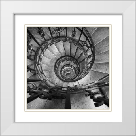 Spiral Staircase No. 2 White Modern Wood Framed Art Print with Double Matting by PhotoINC Studio