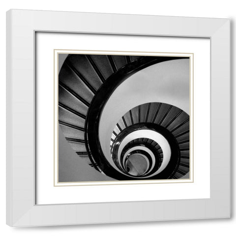 Spiral Staircase No. 3 White Modern Wood Framed Art Print with Double Matting by PhotoINC Studio
