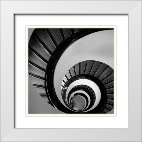 Spiral Staircase No. 3 White Modern Wood Framed Art Print with Double Matting by PhotoINC Studio