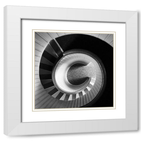 Spiral Staircase No. 4 White Modern Wood Framed Art Print with Double Matting by PhotoINC Studio