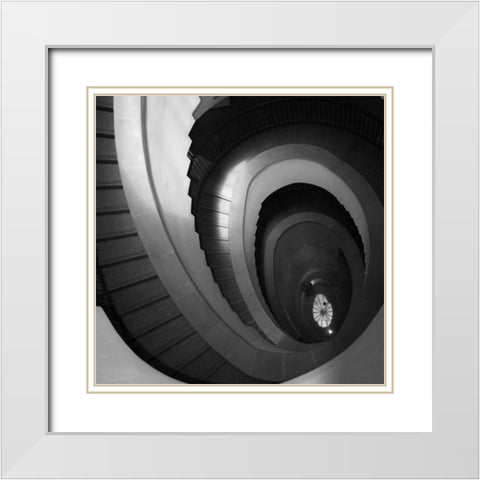 Spiral Staircase No. 5 White Modern Wood Framed Art Print with Double Matting by PhotoINC Studio