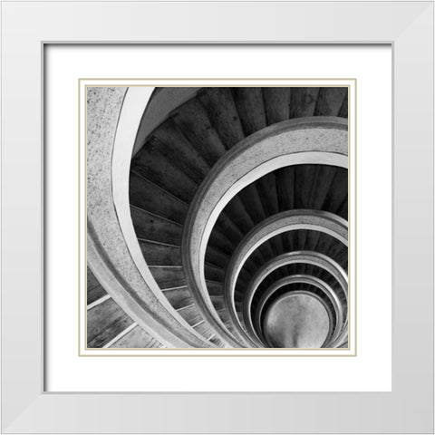 Spiral Staircase No. 6 White Modern Wood Framed Art Print with Double Matting by PhotoINC Studio