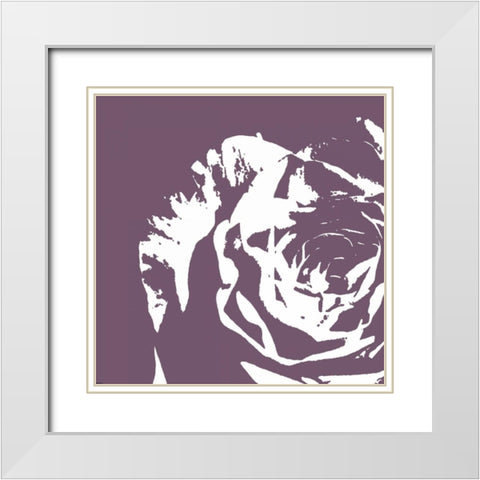 Flower I White Modern Wood Framed Art Print with Double Matting by GraphINC