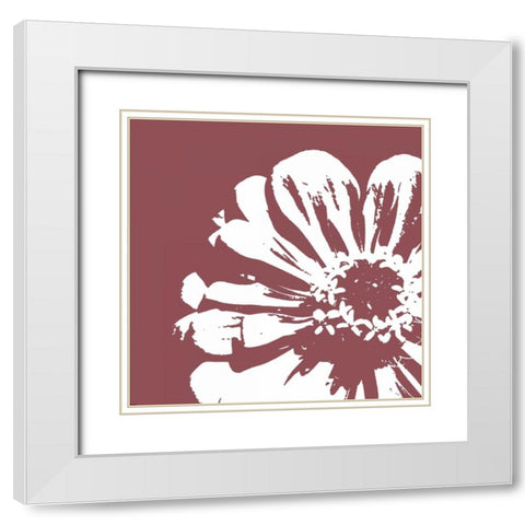 Flower II White Modern Wood Framed Art Print with Double Matting by GraphINC