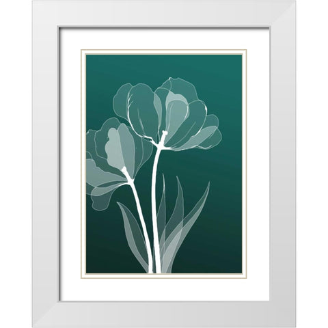 X-ray Flowers White Modern Wood Framed Art Print with Double Matting by GraphINC