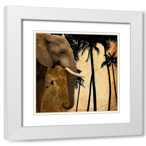 Mighty Elephant 1 White Modern Wood Framed Art Print with Double Matting by GraphINC