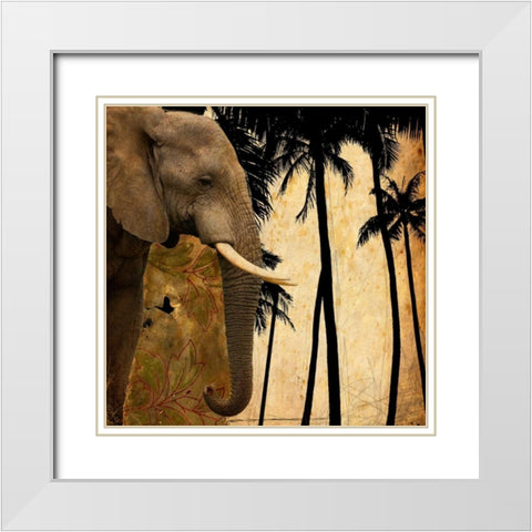 Mighty Elephant 1 White Modern Wood Framed Art Print with Double Matting by GraphINC