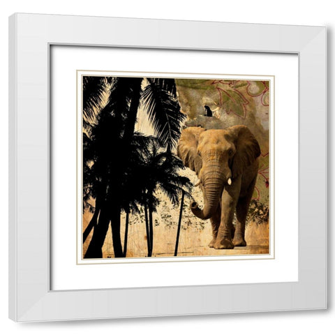 Mighty Elephant 2 White Modern Wood Framed Art Print with Double Matting by GraphINC