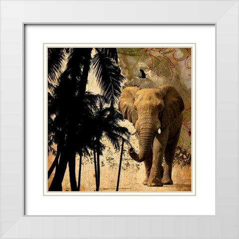 Mighty Elephant 2 White Modern Wood Framed Art Print with Double Matting by GraphINC