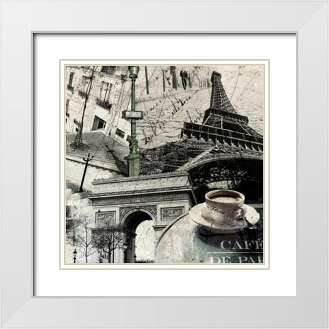 Paris White Modern Wood Framed Art Print with Double Matting by GraphINC