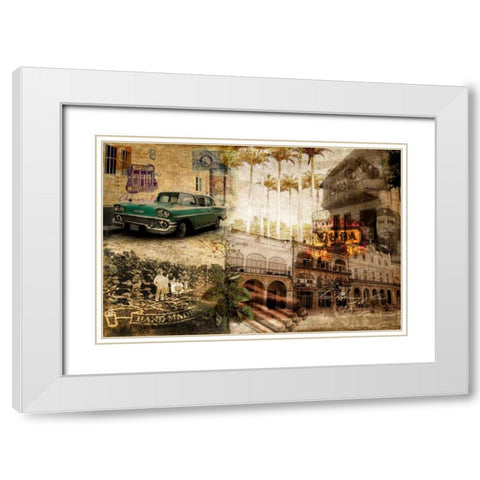 Cuba White Modern Wood Framed Art Print with Double Matting by GraphINC