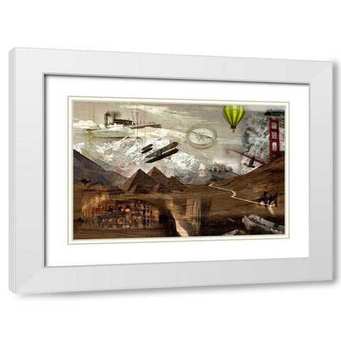 World Travel White Modern Wood Framed Art Print with Double Matting by GraphINC
