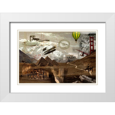 World Travel White Modern Wood Framed Art Print with Double Matting by GraphINC