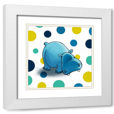 Hippo White Modern Wood Framed Art Print with Double Matting by GraphINC